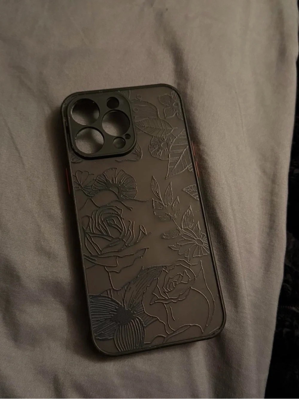 Amazon Black Embossed Floral Phone Case